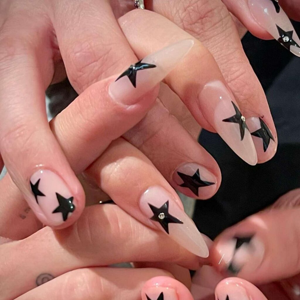 Black and Silver Stars on Nude